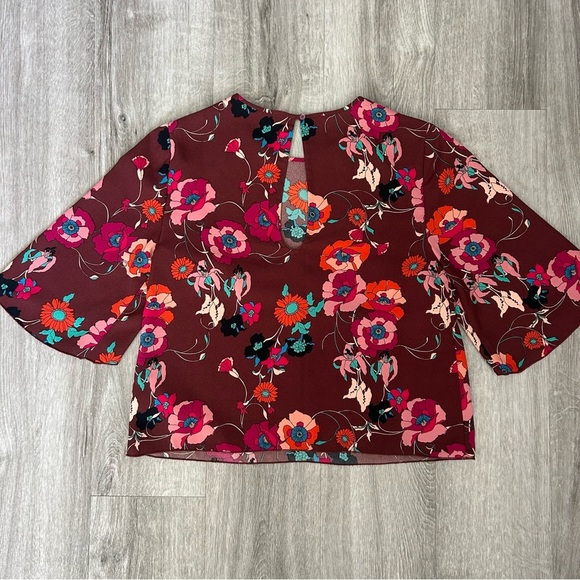 Aritzia Wilfred Cambria Floral Maroon Blouse Top Workwear Office Church Size XXS - Picture 4 of 7